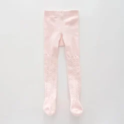 Girls Pink Cable Knit Tights