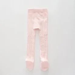 Girls Pink Cable Knit Tights