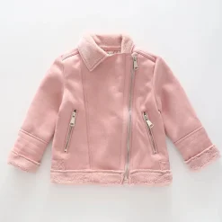 Girls' Pink Faux Suede Jacket