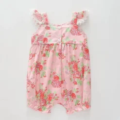 Girl's Pink Vintage Floral Romper