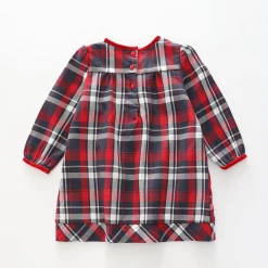 Girls Red Navy Tartan Check Dress