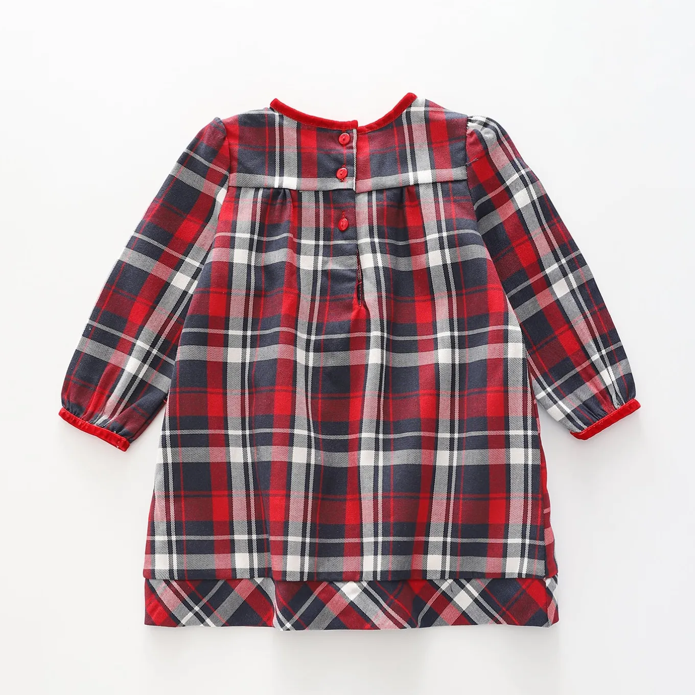 Girls Red Navy Tartan Check Dress