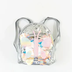 Girls Sequin Butterfly Backpack Silver