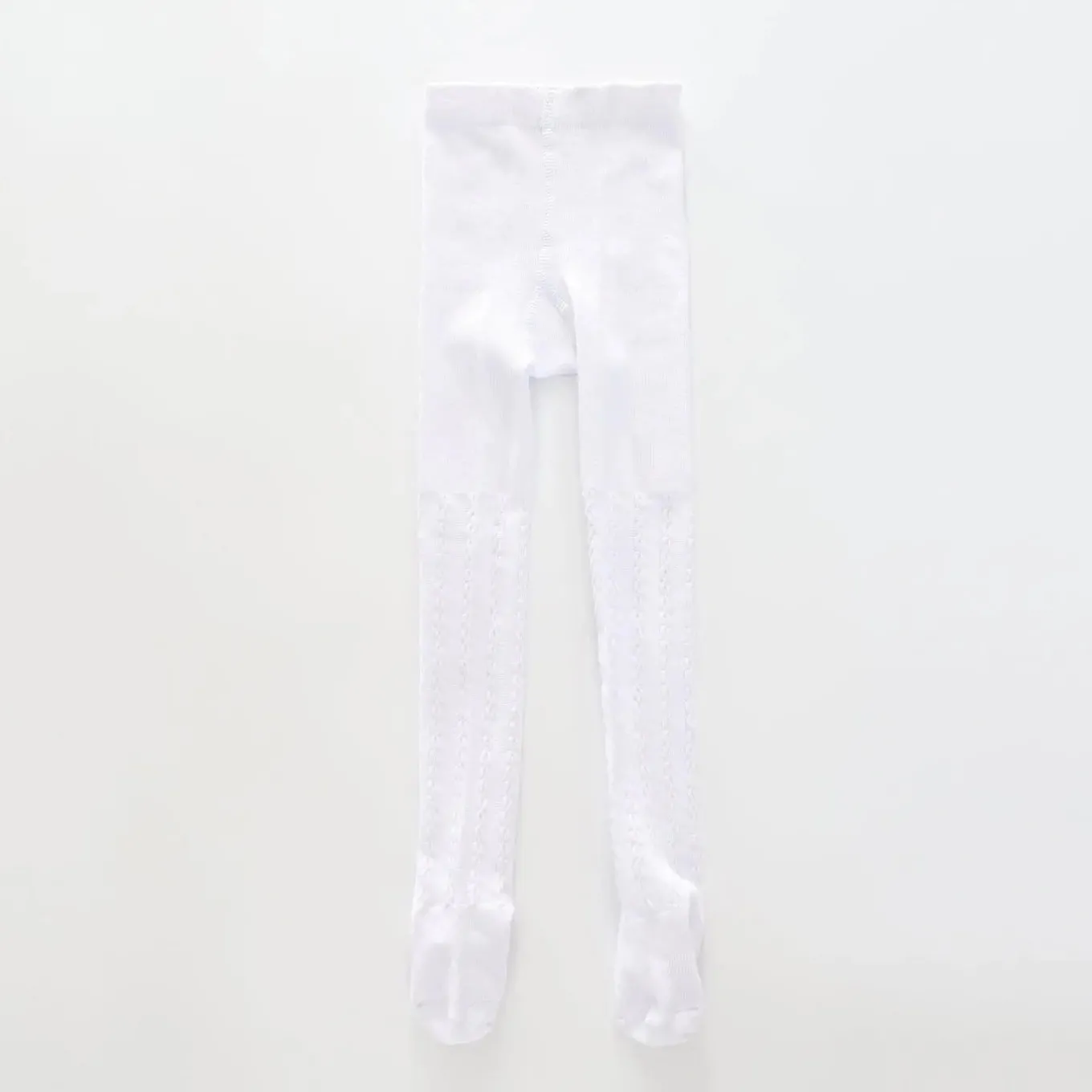 Girls White Cable Knit Tights