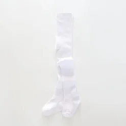 Girls White Cable Knit Tights