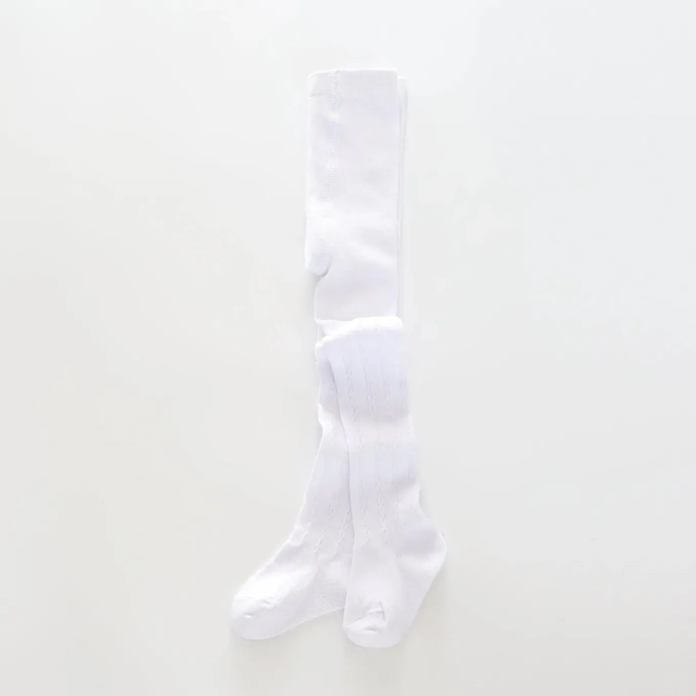 Girls White Cable Knit Tights