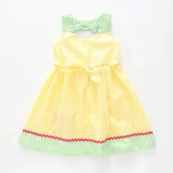 Girl's Yellow and Green Flamingo Dress