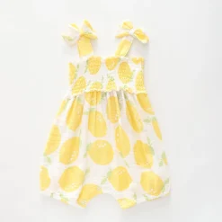 Lemon Cheesecloth Romper