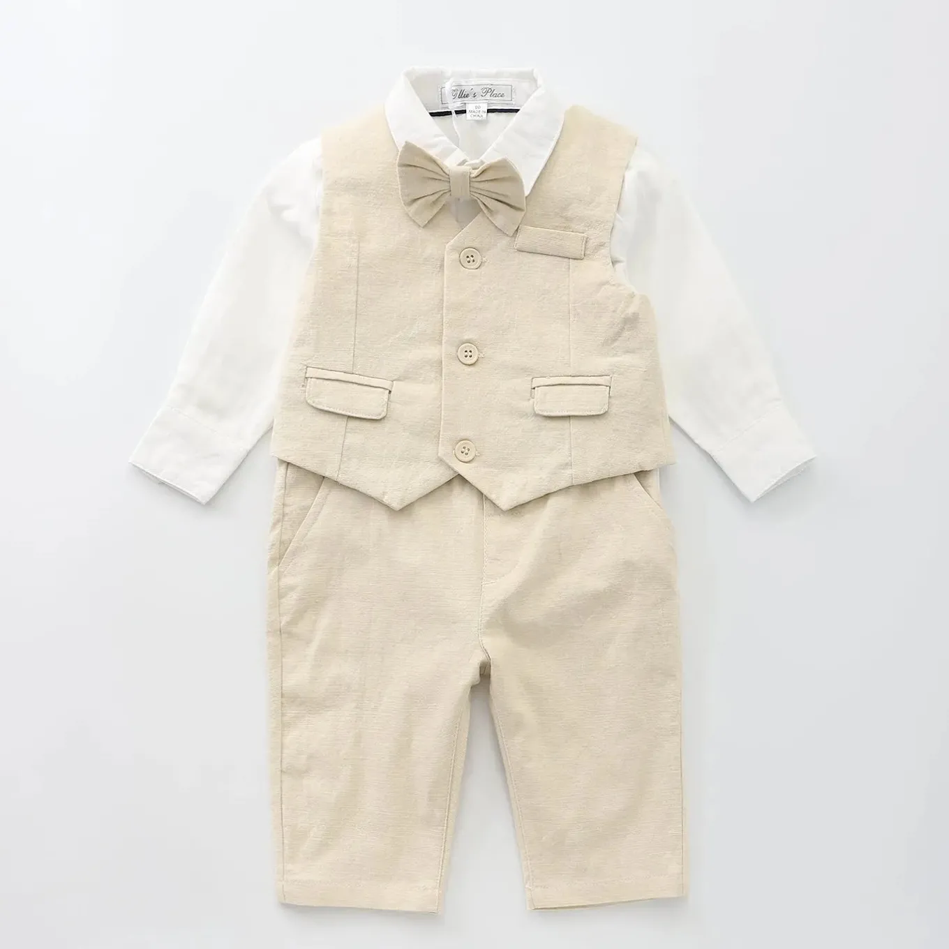 LINEN SUIT 4P 4X0-0 SAND