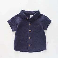 Navy Cheesecloth Shirt