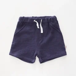 Navy Cheesecloth Shorts