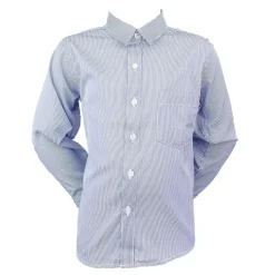Navy Pinstripe Collared Shirt