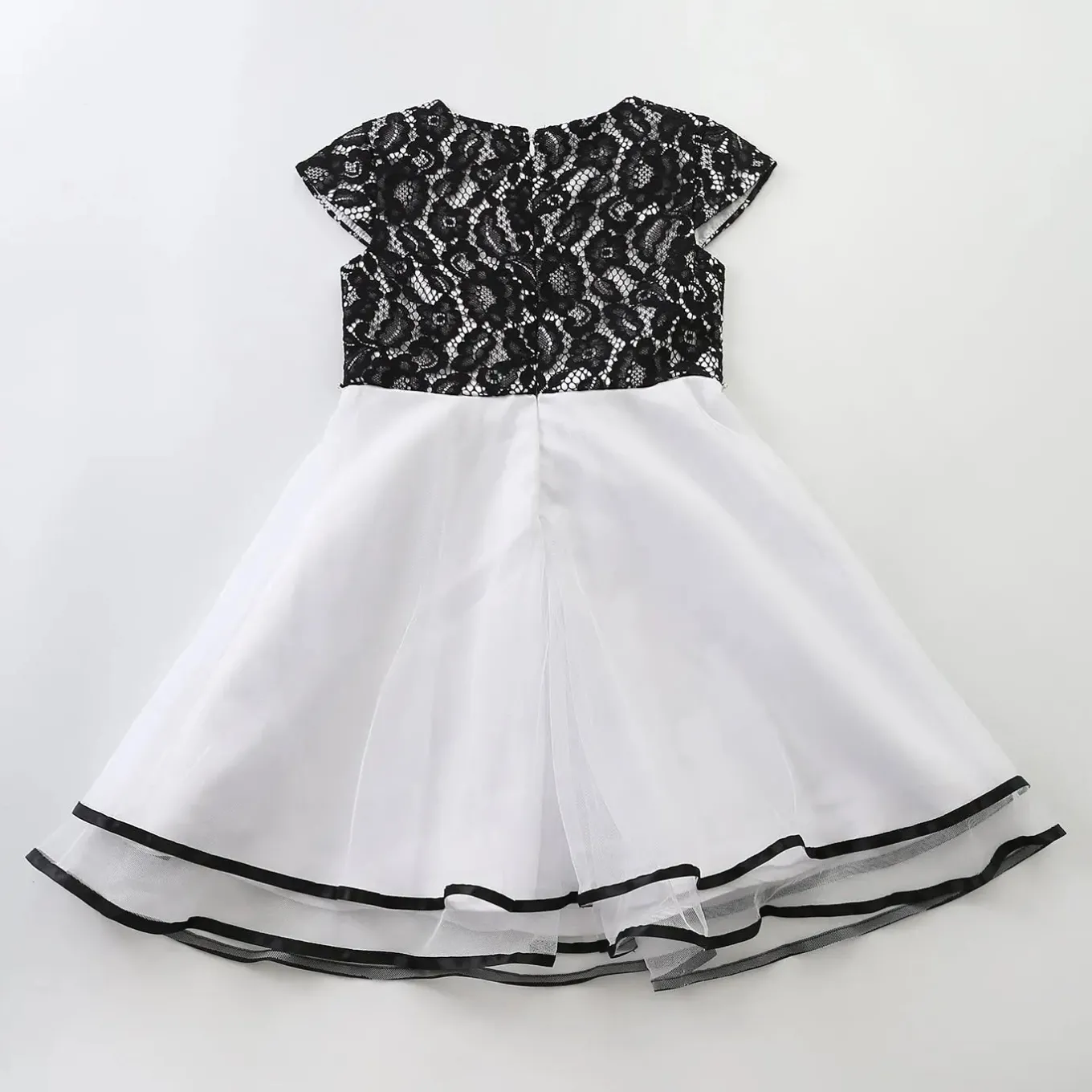 Older Girls Black Lace and White Tulle Special Occasion Party Dress