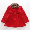 Older Girls' Red Winter Coat with Detachable Faux Fur Collar