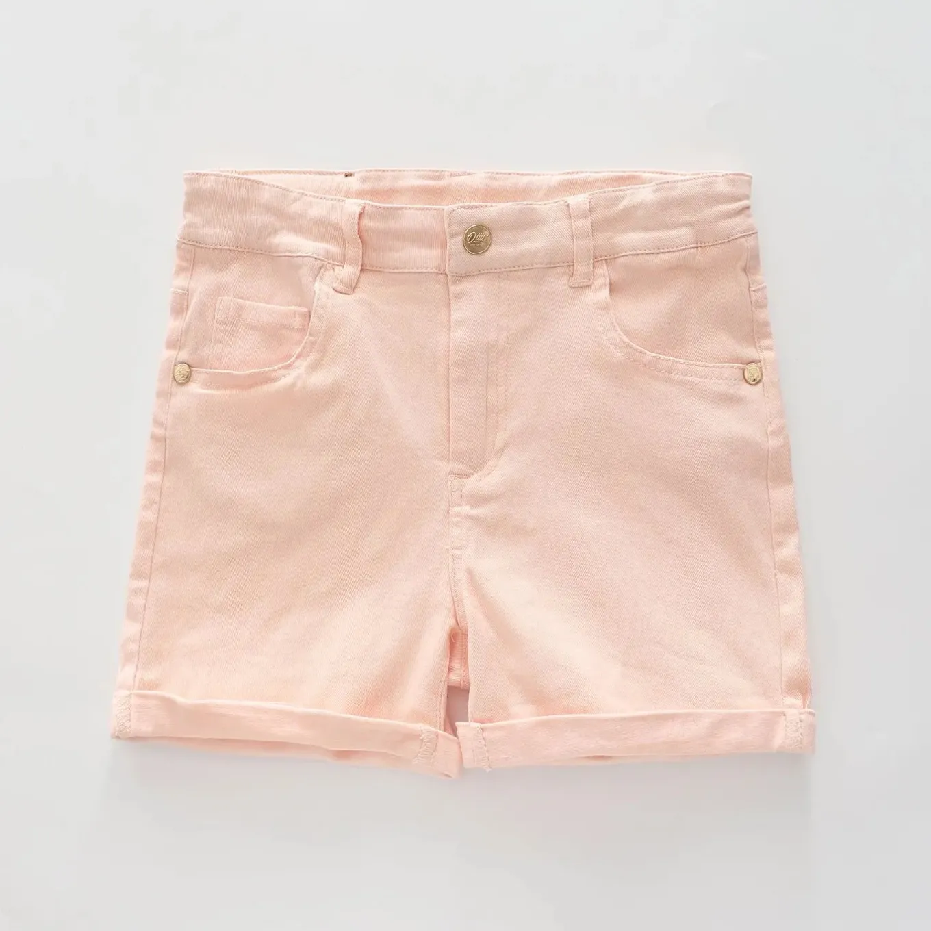 Pastel Peach Denim Shorts