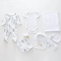 7pc cotton interlock baby gift set Cute bear print