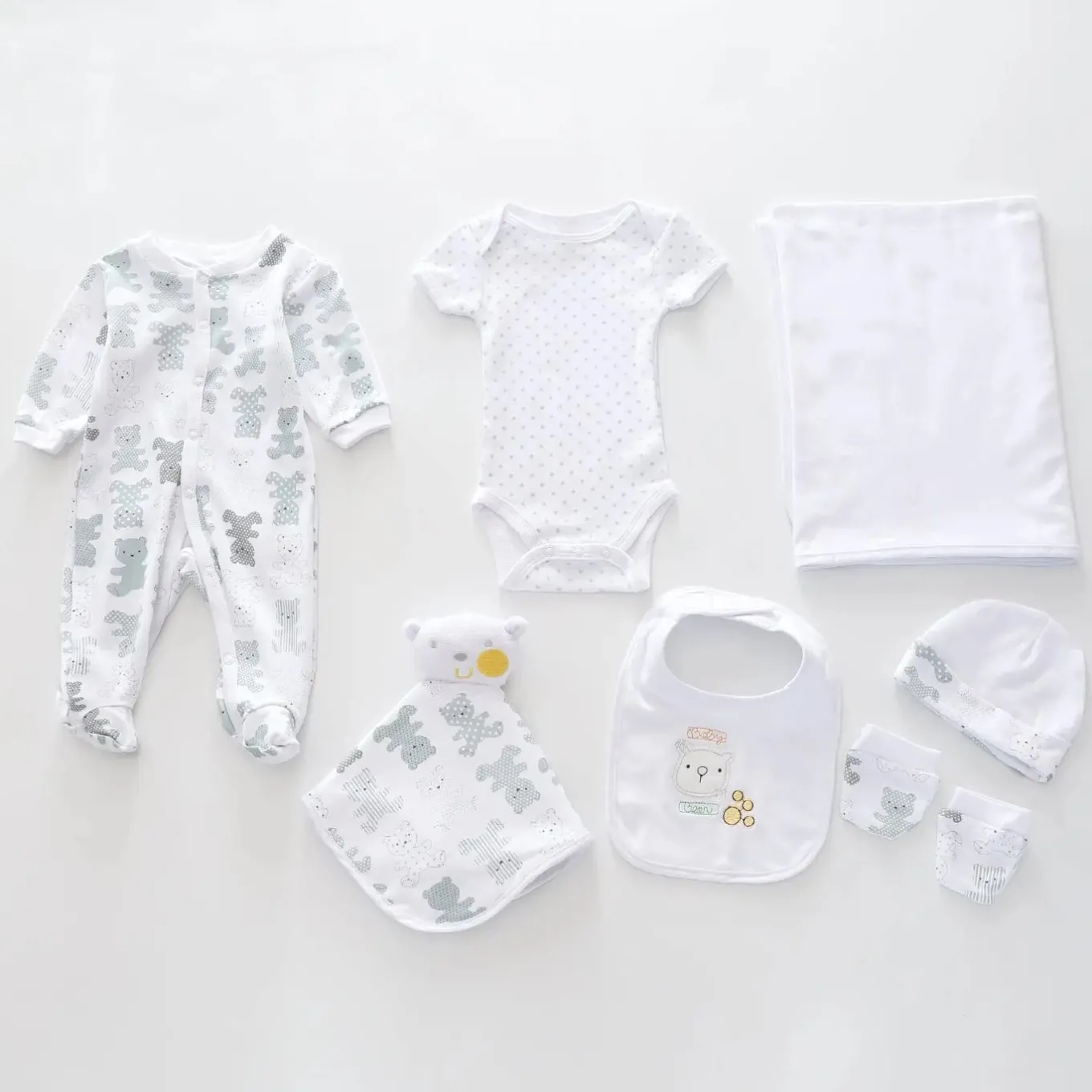 7pc cotton interlock baby gift set Cute bear print