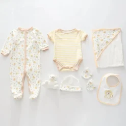 7pc cotton interlock baby gift set Cute little lion print.
