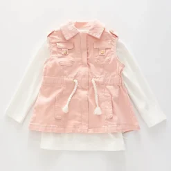 Peach Woven Vest Set
