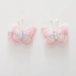 Pink and Blue Butterfly Hair Clips