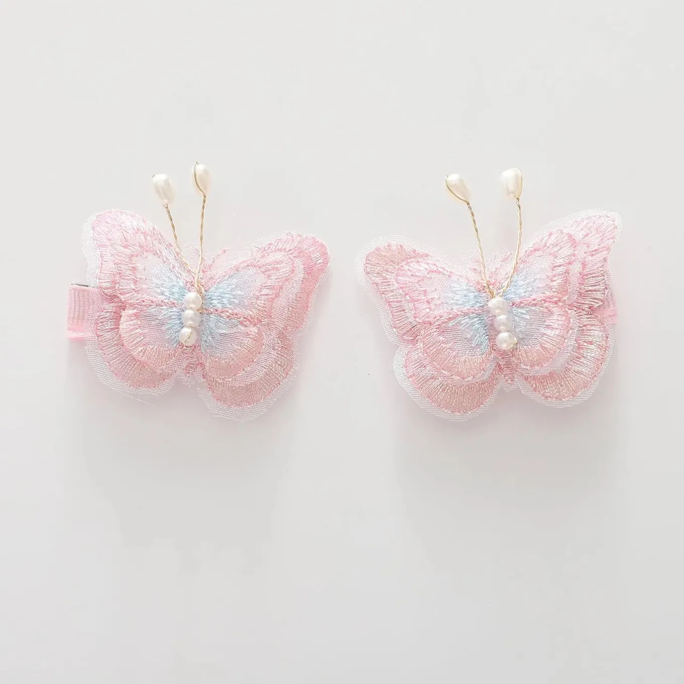Pink and Blue Butterfly Hair Clips