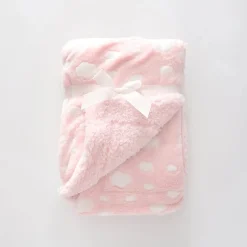 Pink and white spot Plush Blanket