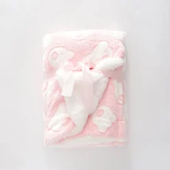 Pink Bear Plush Blanket