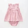Pink Cheesecloth Dress Set