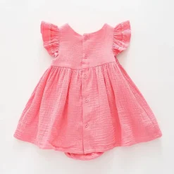 Pink Cheesecloth Dress Set
