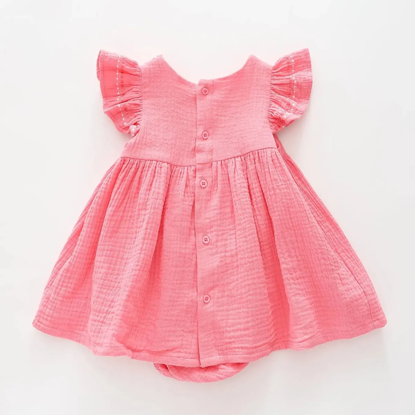 Pink Cheesecloth Dress Set