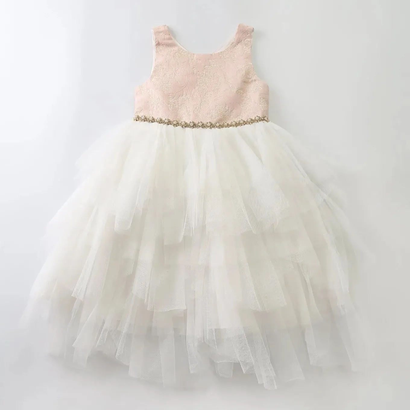 Pink Jacquard Tulle Dress