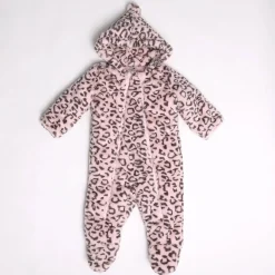 Pink Leopard Faux Fur Padded Suit