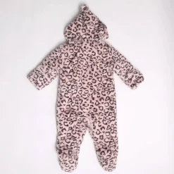 Pink Leopard Faux Fur Padded Suit