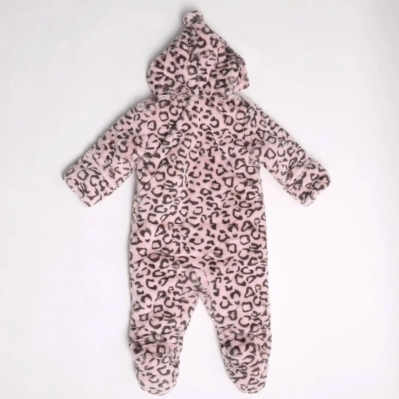 Pink Leopard Faux Fur Padded Suit