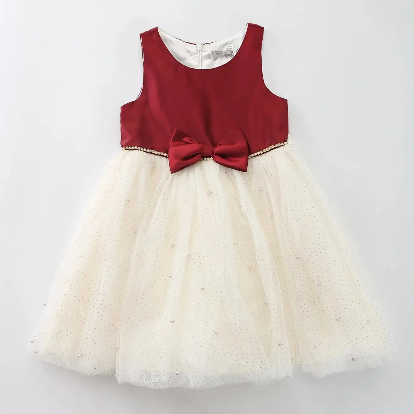 Red Pearls Tulle Dress