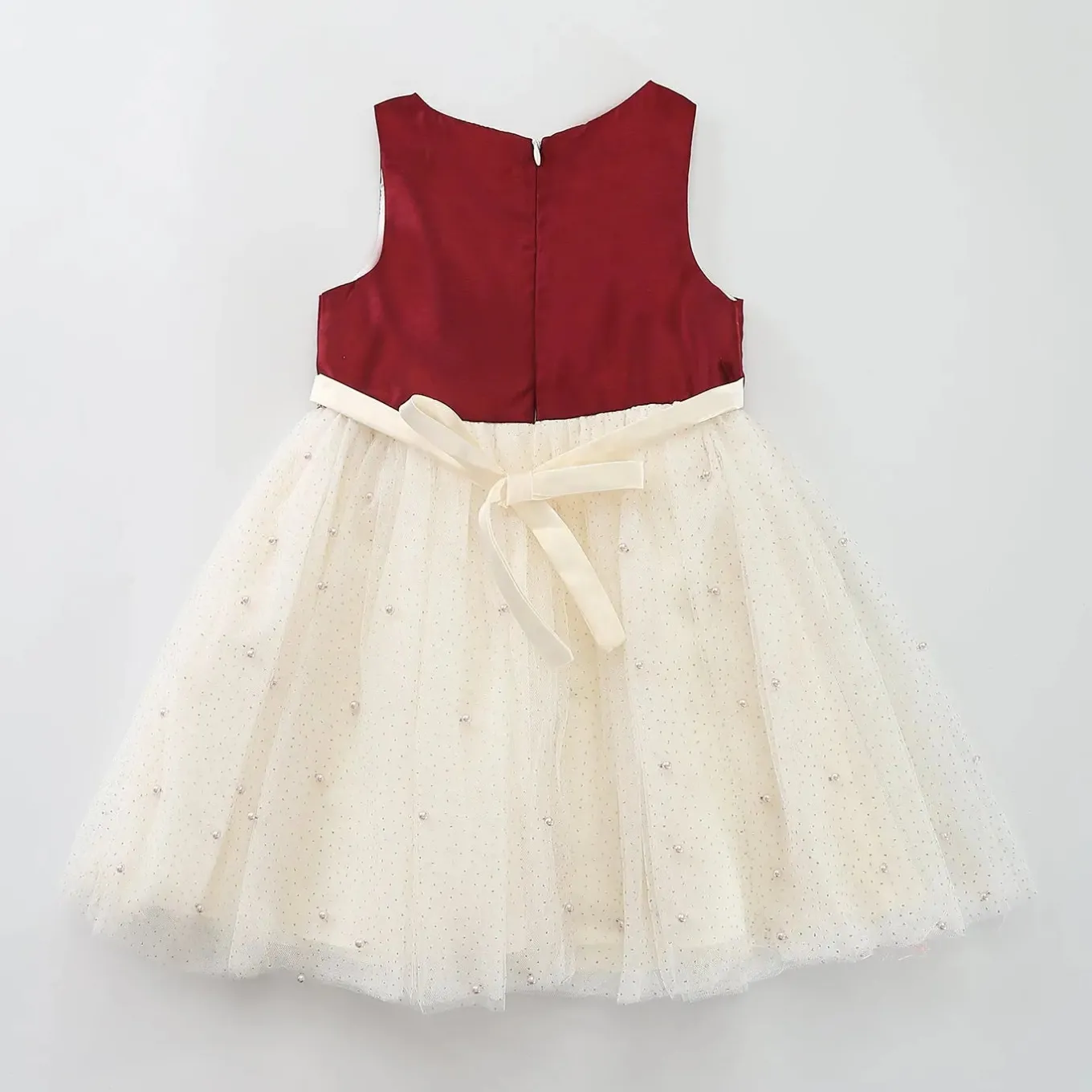 Red Pearls Tulle Dress