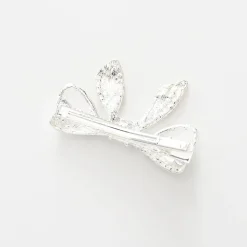 Silver Bow Hair Clip with Pearl and Diamante Detailing