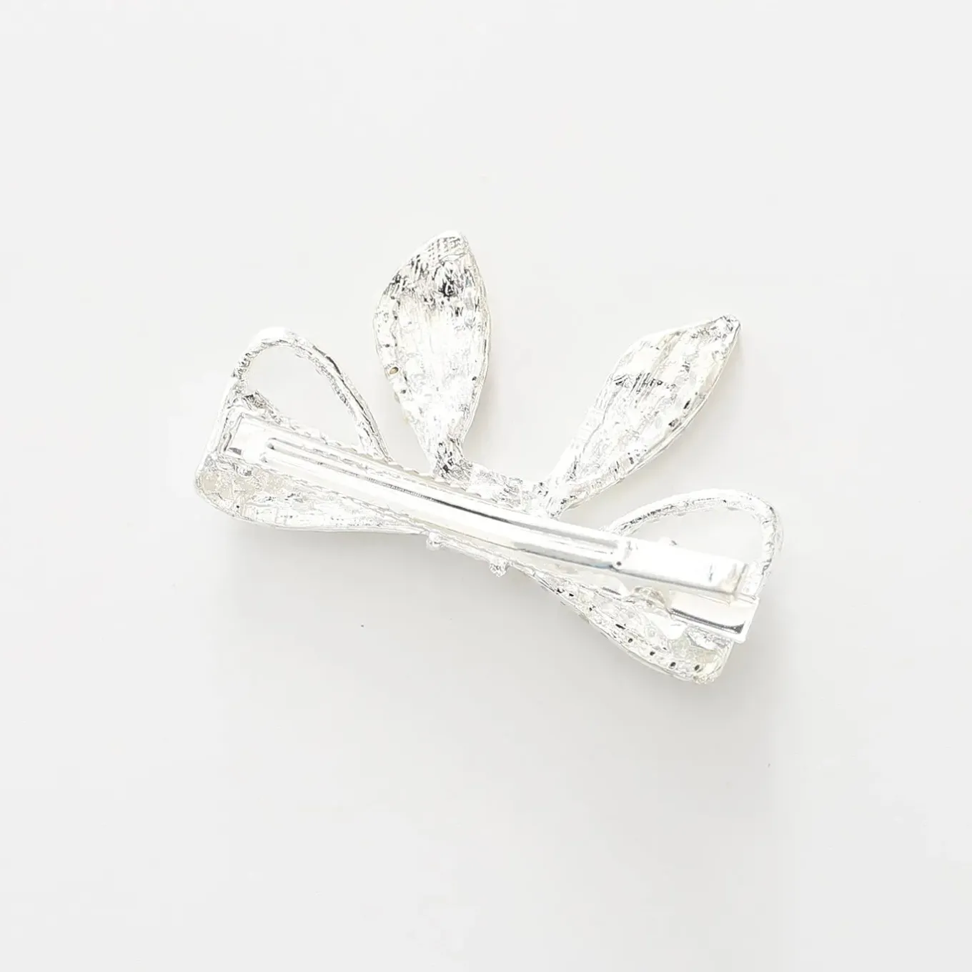 Silver Bow Hair Clip with Pearl and Diamante Detailing