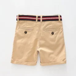 Tan Belted Chino Shorts