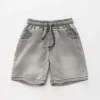 Washed Grey Denim Shorts