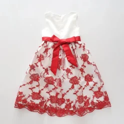 White and Red Lace Dress