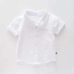 White Woven Collared Shirt