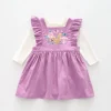 Woodland Miss Lilac Cord Pinafore Dress Set - Toddler Girl
