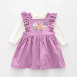 Woodland Miss Lilac Cord Pinafore Dress Set - Toddler Girl