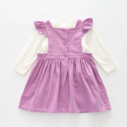 Woodland Miss Lilac Cord Pinafore Dress Set - Toddler Girl