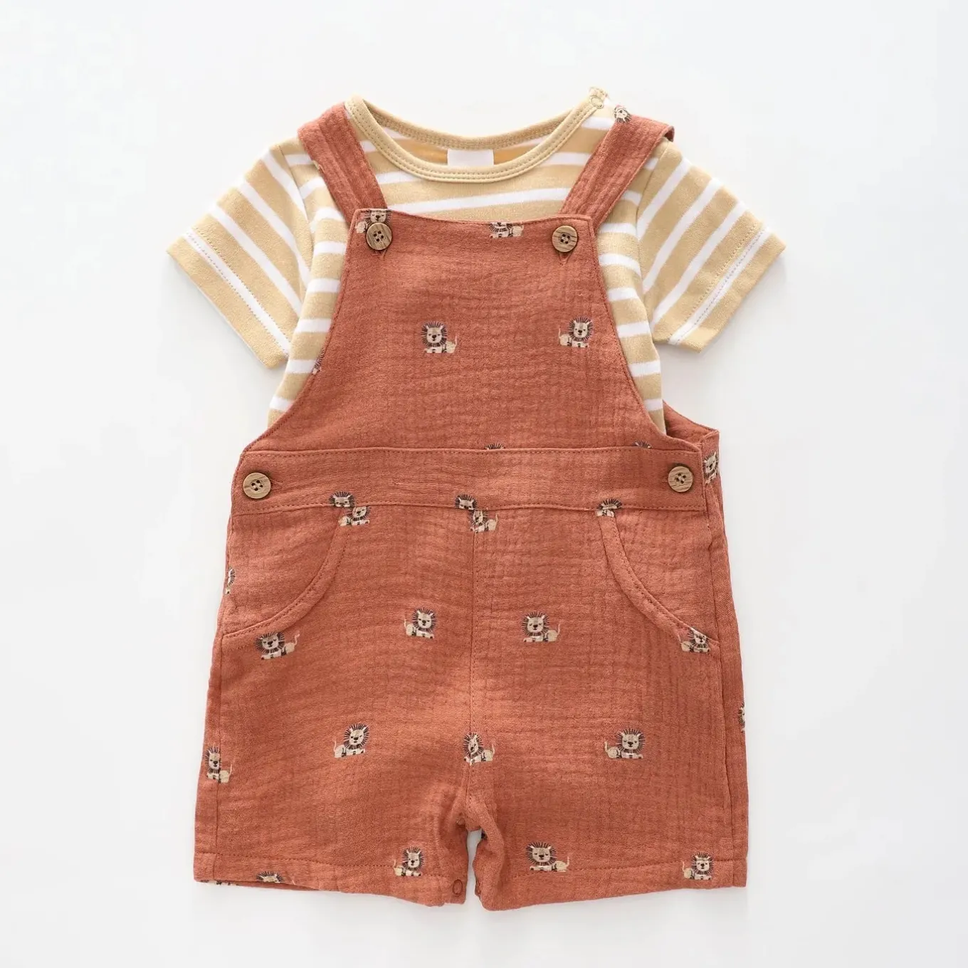 Zoo Crew Cheesecloth Shortalls Set